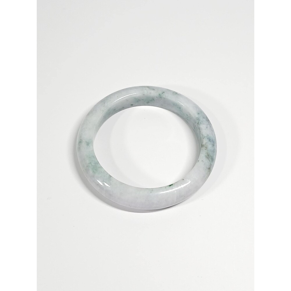 Jadeite Green Gray White Bangle Bracelet 67mm 98.4g